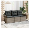 Image de Ensemble de canapé de jardin de 3 pièces avec coussins gris en poly rattan, Canapé de jardin de 2 places avec rangement et 3353888