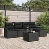 Image de Ensemble de canapé de jardin 6 pièces avec coussins Beige Rotin Synthétique, Canapé de jardin 2 places avec rangement et coussi
