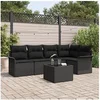 Image de Ensemble de canapé de jardin 6 pièces avec coussins Beige en Rotin
