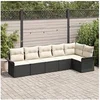 Image de Ensemble de canapé de jardin 6 pièces avec coussins en poly rattan noir, Canapé de jardin 2 places avec rangement 3354046