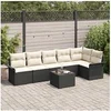 Image de Set de canapé jardin 6 pièces avec coussins rotin synthétique beige, Canapé jardin 2 places avec rangement et coussins rotin sy