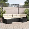 Image de Ensemble de canapé de jardin 6 pièces avec coussins Noir Rotin Poly, Canapé de jardin 2 places avec rangement et coussins Noir