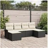 Image de Ensemble de 6 pièces de canapés de jardin avec coussins Noir Poly Rotin, Canapé de jardin 2 places avec rangement 3354136