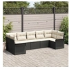 Image de Ensemble de canapé de jardin de 7 pièces avec coussins en poly rattan noir, Canapé de jardin deux places avec rangement et cous