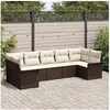 Image de Ensemble canapé jardin 7 pièces avec coussins marron poly rotin, Canapé jardin 2 places vidaXL avec rangement et 3354177
