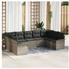 Image de Ensemble de Canapé de Jardin 9 pièces avec Coussins Gris Rattan Poly