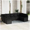 Image de Canape droit fixe RATTAN 2 places en polyester noir avec coffre