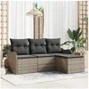 Image de Set 4 Pièces Canapé Jardin avec Coussins en Poly Rotin Gris 3354318