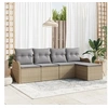 Image de Ensemble de Canapé de Jardin 5 Pièces avec Coussins Beige Poly Rattan 3354329