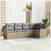 Image de Ensemble de canapé de jardin 5 pièces avec coussins beige en rattan, Canapé de jardin 2 places avec rangement et coussins 3354369