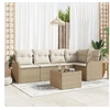 Image de Ensemble de sofa de jardin de 6 pièces avec coussins en rotin poly brun, Canapé de jardin 2 places avec rangement 3354380
