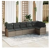 Image de Ensemble de canapé de jardin 6 pièces avec coussins en rotin poly gris, Canapé de jardin 2 places avec rangement & coussins 3354388