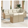 Image de Ensemble de Canapé de Jardin 7 Pièces avec Coussins Beige Poly Rattan, Canapé de Jardin 2 Places avec Rangement & Coussins Beig