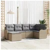 Image de Ensemble de canapés de jardin 6 pièces avec coussins beige rattan poly, Canapé de jardin 2 places avec rangement et coussins 3354439