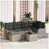 Image de Ensemble de Canapé de Jardin 7 Pièces avec Coussins en Gris Poly Rattan, Canapé de Jardin 2 Places avec Rangement & Coussins 3354451