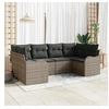 Image de Ensemble de 6 pièces de canapé de jardin avec coussins gris en poly rattan, Canapé de jardin 2 places avec rangement 3354508