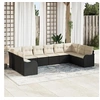 Image de Ensemble de canapé de jardin 10 pièces avec coussins en poly rotin noir 3354546