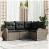Image de Ensemble de canapé de jardin 4 pièces avec coussins gris en rotin poly, Canapé de jardin 2 places vidaXL 3354688