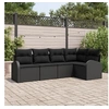 Image de Ensemble de 5 Pièces de Canapé de Jardin avec Coussins Noir Poly Rattan, Canapé de Jardin 2 Places avec Rangement & Coussins 3354712