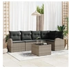 Image de Ensemble de Canapé de Jardin 5 Pièces avec Coussins Noir Poly Rattan 3354718
