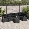 Image de Ensemble de canapés de jardin 7 pièces avec coussins beige poly rattan, Canapé de jardin 2 places avec rangement et coussins no
