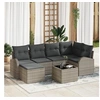 Image de Ensemble de Canapé de Jardin 7 Pièces avec Coussins Gris Rattan Poly 3354791