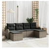 Image de Canapé de jardin 6 pièces avec coussins gris en poly rotin, Canapé de jardin vidaXL 2 places avec rangement et 3354818