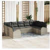 Image de Canapé de jardin 9 pièces avec coussins gris clair en poly rotin, Canapé de jardin 2 places avec rangement et coussins gris cla
