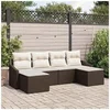 Image de Ensemble de salle à manger de jardin de 6 pièces avec coussins Rattan poly marron 3355497