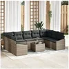 Image de Ensemble de Salle à Manger de Jardin 9 Pièces avec Coussins en Rattan Poly Noir