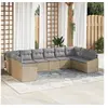 Image de Ensemble de salle à manger de jardin de 10 pièces avec coussins en poly rattan beige