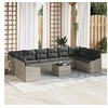 Image de Ensemble de salle à manger de jardin de 11 pièces avec coussins en gris poly rotin