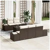 Image de Ensemble de Canapé de Jardin en 6 Pièces avec Coussins Marron Poly Rotin