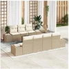 Image de Ensemble de canapé de jardin 8 pièces avec coussins beige poly rotin 3355640