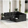 Image de Ensemble de canapés de jardin 9 pièces avec coussins Noir Rotin synthétique