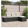 Image de Ensemble de canapé jardin 4 pièces avec coussins noir en rotin synthétique