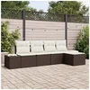 Image de Ensemble de canapé de jardin de 5 pièces avec coussins en polyrotin marron