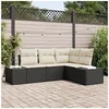 Image de Ensemble de Canapés de Jardin 4 Pièces avec Coussins Noir Rattan Poly