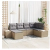 Image de Ensemble de Canapé de Jardin 6 Pièces avec Coussins Beige Rattan PE