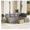 Image de Ensemble de canapé de jardin de 7 pièces avec coussins en rotin synthétique noir