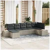 Image de Set de Canapés de Jardin 7 Pièces avec Coussins Gris Clair Polyrotin