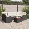 Image de Ensemble de Canapés de Jardin 7 pièces avec Coussins Noir en Poly Rattan Acacia 3356073