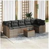 Image de Ensemble de Canapés de Jardin 8 pièces avec Coussins Gris Poly Rattan Acacia, Canapé de Jardin 2 Places avec Rangement & 3356088