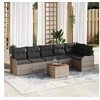 Image de Ensemble de Canapés de Jardin de 7 Pièces avec Coussins en Poly Rotin Gris Acacia, Canapé de Jardin 2 Places avec Rangement 3356130