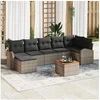 Image de Ensemble de canapé de jardin 8 pièces avec coussins gris en rotin synthétique d'acacia, Canapé de jardin 2 places 3356277