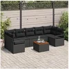 Image de Ensemble de Canapés de Jardin 8 Pièces avec Coussins Noir Poly Rattan Acacia, Canapé de Jardin 2 Places avec Rangement 3356343