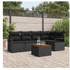 Image de Ensemble de Canapés 6 Pièces avec Coussins Noir Rotin Acacia, Canapé 2 Places avec Rangement et Coussins Noir Rotin 3356378