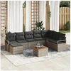 Image de Ensemble de canapé de jardin 9 pièces avec coussins gris en rotin synthétique acacia 3356410
