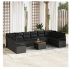 Image de Ensemble de canapé de jardin 11 pcs Noir, Canapé moderne pour jardin et terrasse, pieds réglables, résistant aux UV, 3356427