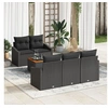 Image de Ensemble de canapé de jardin 6 pièces avec coussins Noir en Poly Rattan Acacia